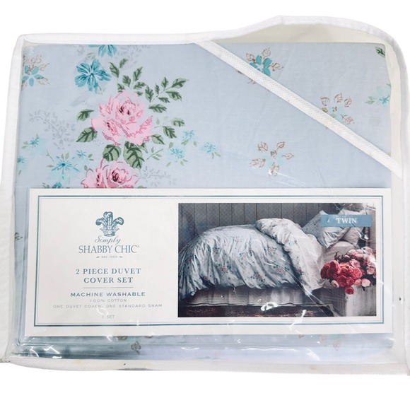 Simply Shabby Chic 2 Piece Twin Duvet Cover in Lilly Rose New In Package - RARE - Picture 1 of 7